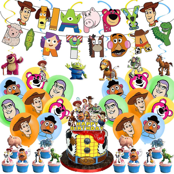 Toy Story Buzz Lightyear Teemajuhlasisustus Banneri Ilmapallot Kakkupäällysriippuvat pyörteet