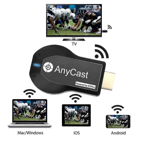 Trådløs Hdmi-skjermmottaker, Miracast Airplay-dongeladapter, skjermspeiling fra telefon/nettbrett til TV/projektor