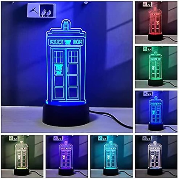 Veeki Tardis 3d Illusion Led Doctor Who Bedroom Beside Night Light Rgb 16 Color Remote Control pöytälamppu (1)
