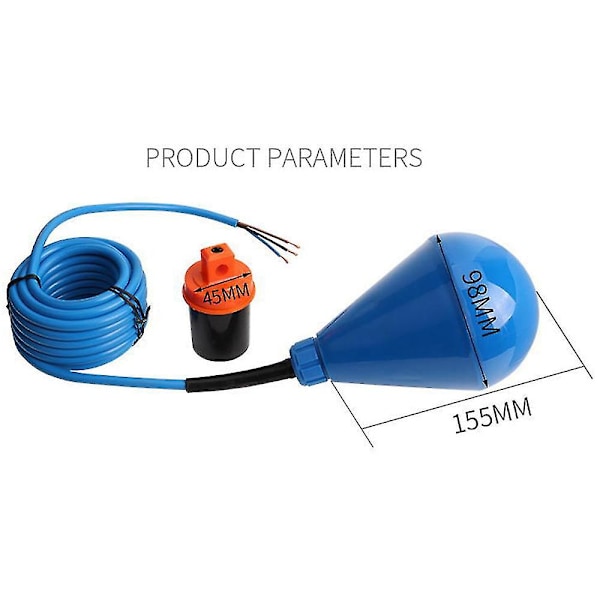 Tung Flytströmbrytare för Avloppsvatten, Suspenderat Material och Viskositetsvätskor (Kabellängd 4 Meter)