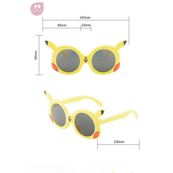 Barnglasögon Mode starkt runt ansiktsklämma Bekväma glasögon med hel båge Barnsolglasögon Tecknad Pikachu