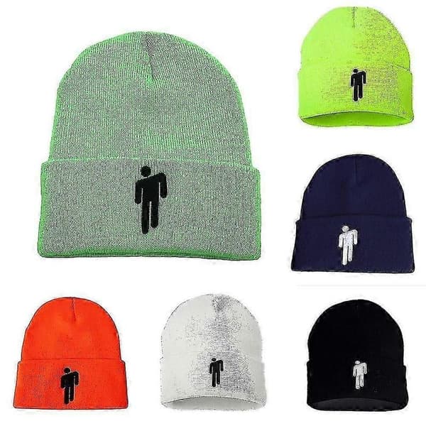 Mode Unisex Höst Vinter Billie Eilish Broderad Stickad Mössa Hip Hop Beanie Yellow