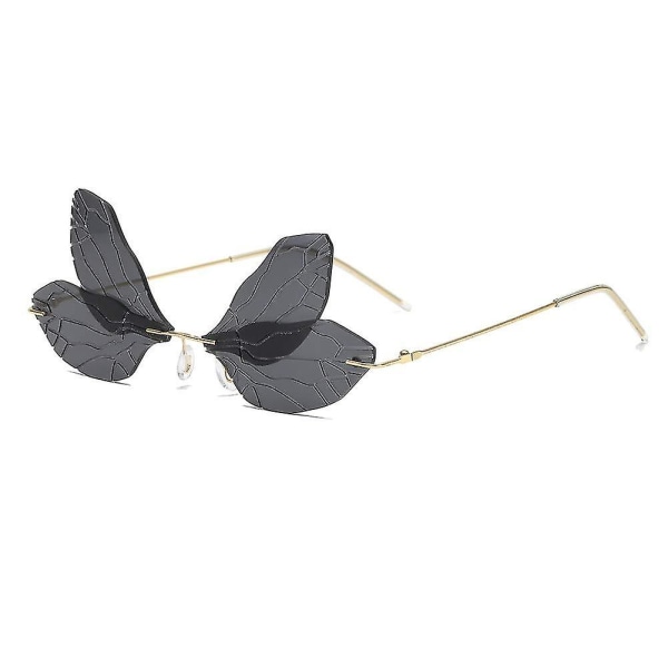 Solglasögon med fjärilsmönster utan bågar i metall Black