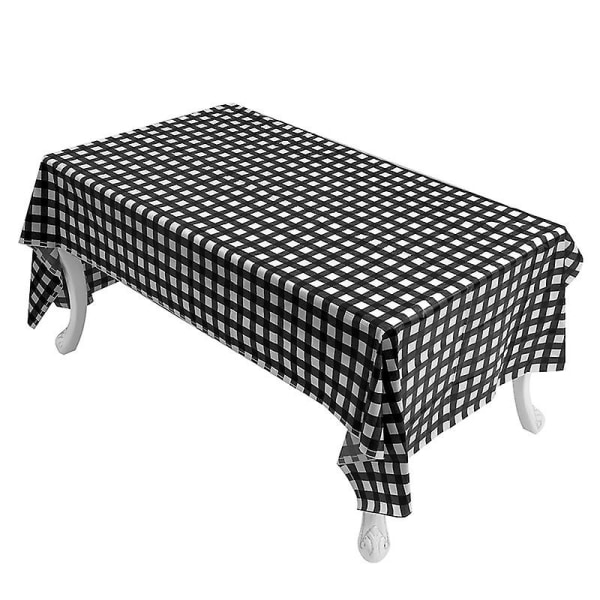 Rutete bøffelrutet Gingham-stoff rektangelduk for sommerpiknik og patriotiske fester (54" x 108") Black White