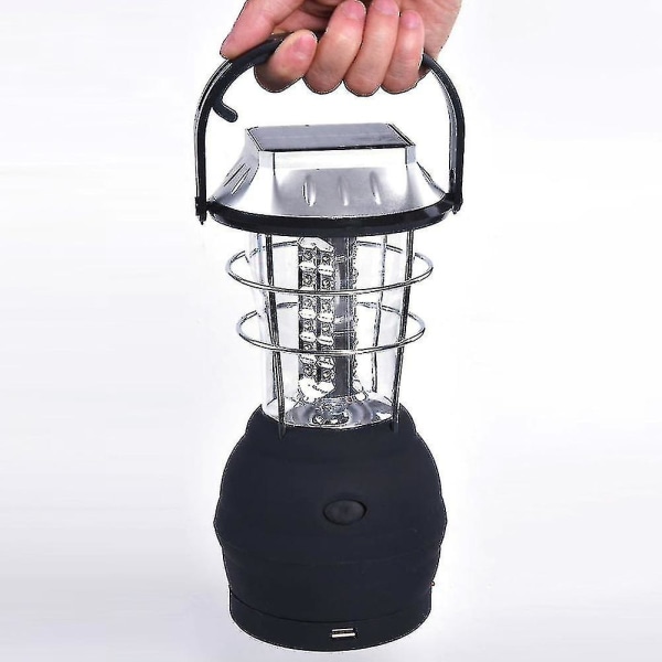 Solar Camping Handvev Lantern Emergency Lamp Med 3 Ljusstyrka Uppladdningsbar Camping Lampa