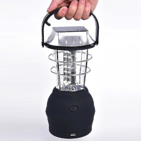 Solcellsdriven Campinglykta med Handvev, Nödlampa med 3 Ljusstyrkelägen, Uppladdningsbar Campinglampa