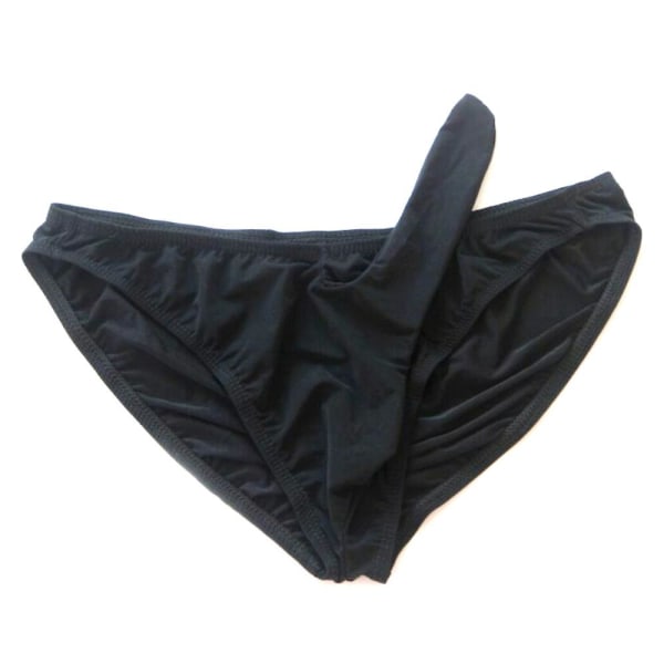 Sexiga underkläder för män, lång kalsong med utbuktningsficka, stringtrosa Black One Size