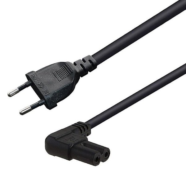 Rätvinklad Eu Euro AC-strömkabelkabel Eu 2- till Figur 8 C7 för TV, skrivare, kameror, Ps3 (5,0 M) (EU-kontakt)