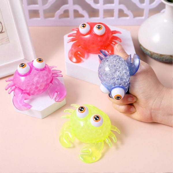 Krabba Klämleksak Flexibel Elastisk Antistressboll Färgad Nyp Leksak Lindra Stress Ventilationsleksaker Fidget Squishes Dekompressionsleksak Party Favor KAESI