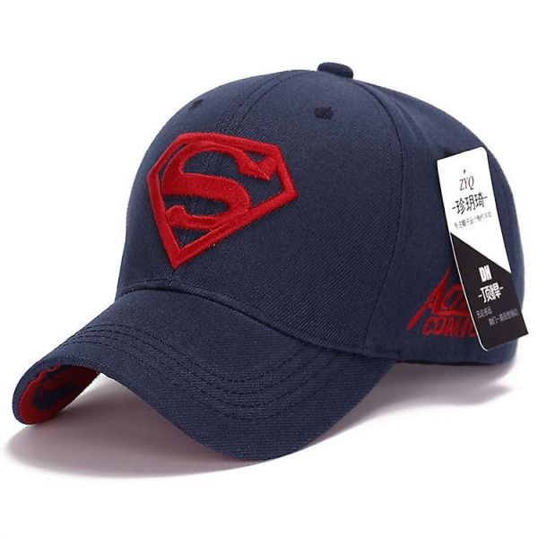 Winter Superman Baseball Cap Snapback Sports Trucker Justerbar Hat Navy Blue And Red