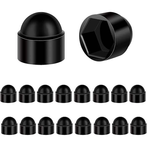 Bolt Cover Plastik Nylon Dome Bolt Møtrik Beskyttelse 18 stk. M8 13mm Nøgle Sort