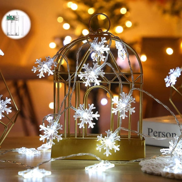 Snowflake Fairy Lights Julepyntlys, 6m 40 Led julelys Hengelys Dekorative Fairy Lights For innendørs og utendørs For Chris