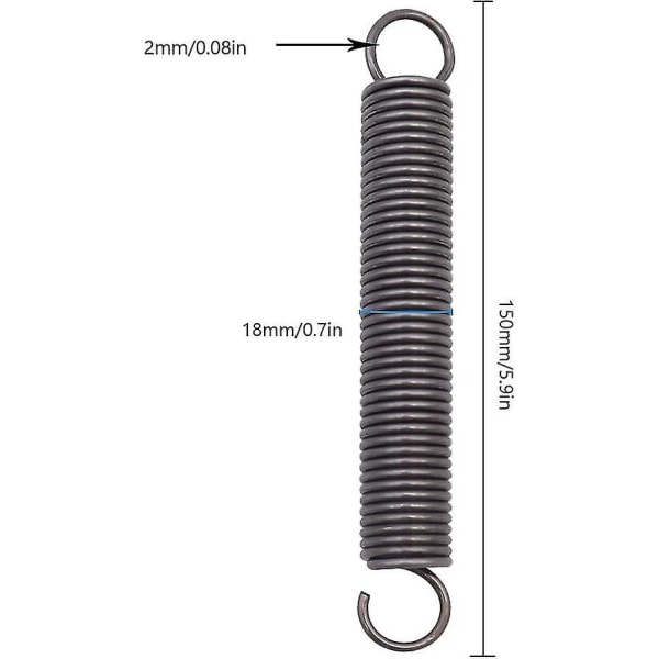 2 kappaletta jatkojousiterästä pidennettyä puristusjousta kaksoiskoukkujouset - 2x18x150mm