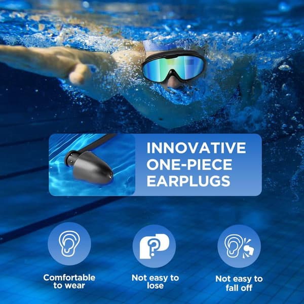 2-pack Anti-fog Swimming Goggles, 180° Panoramic View, Comfortable Waterproof Silicone Goggles with UV Protection Set2