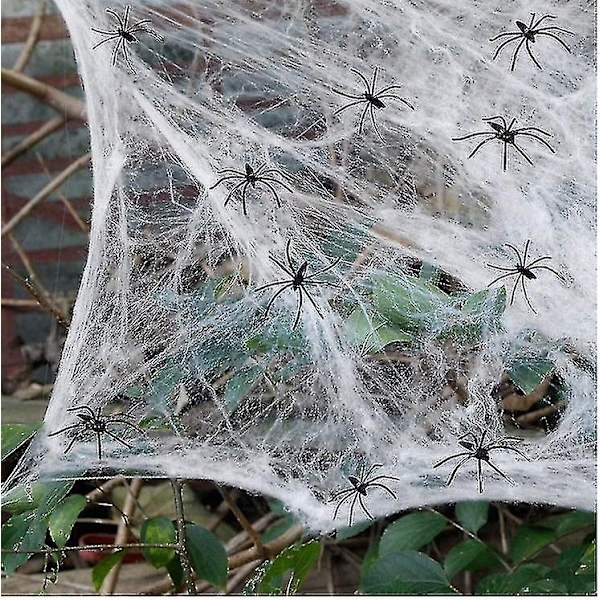 Halloween Edderkoppespind Strækbare Edderkoppespind Halloween Dekorationer Edderkoppespind Og 8 Stk. Edderkopper