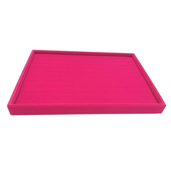 100 pladser Smykker Display Bakke Ring Opbevaring Display Box Ringe Display Bakke Rose Red