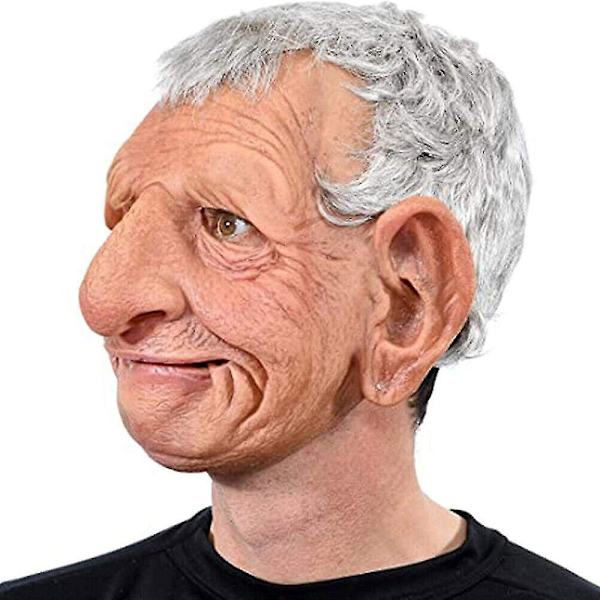 Halloween Hvidt Hår Smil Gamle Mænd Fuld Hovedmaske Cosplay Latex Maske Rekvisitter