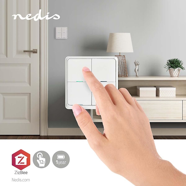 SmartLife Strømbryter | Zigbee 3.0 | Veggmontert | Android™ / IOS | Plast | Hvit
