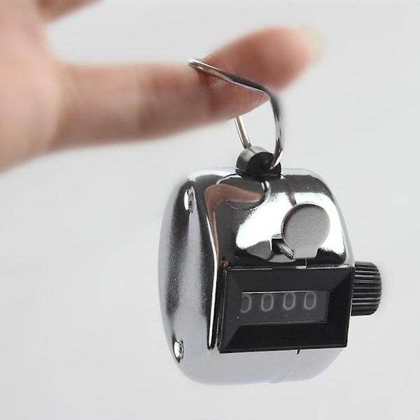 4-cifrede Håndtællere, 4-pakning Mekanisk Lap Tracker Manuel Klikker med Metal Finger Ring Hoop Holder - Sølv