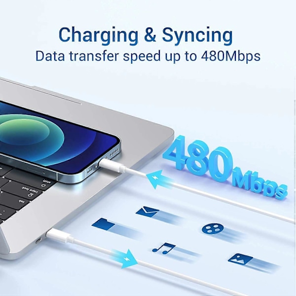 iPhone Nopea Latauskaapeli 3-pakkauksessa 2M USB-C - Lightning-kaapeli [MFi-sertifioitu] Uusi iPhone-kaapeli Yhteensopiva iPhone14 13 12 11 Pro Max X XS XR, iPad P