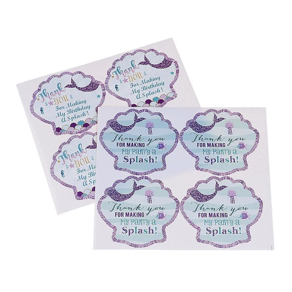 40pcs Mermaid Seal Stickers Thank You Sea Shell Labels Diy Baking Gift Labels