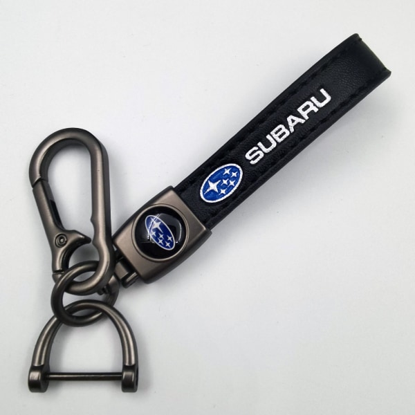 Car Leather Bike Keychain Metal Finish | Heavy Duty nøkkelring | Nøkkelring og krokbeslag Silver Hardware Subaru