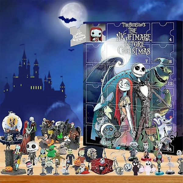 2022 Halloween 24 Dages Nedtællings Adventskalendere - Børn The Nightmare Before Christmas Figurer Dukke Legetøj 24 Ruder Overraskelsesgave