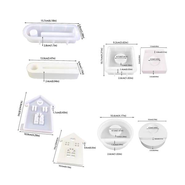 Huslysestake Silikonform med Base DIY Hjemmelaget Kjærlighetshjerte Vindu Huslysestake Dekorasjon Gips Epoxy Resin Støpeform A