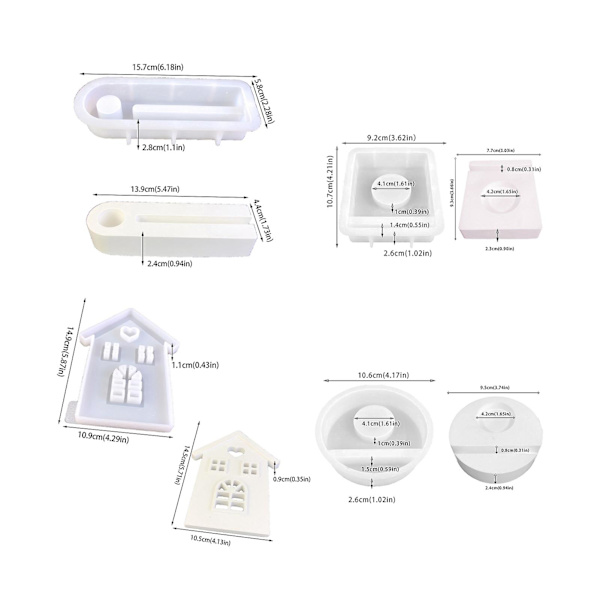 Silikonform for lysestakehus med base DIY Hjemmelaget Kjærlighetshjerte Vindushus Lysestake Dekor Gypsum Epoksy Resin Støpeform C