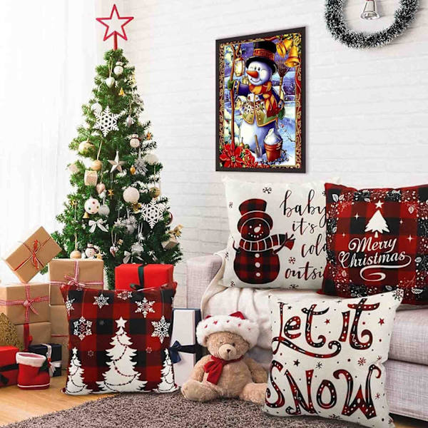5D Jul diamantmålning för vuxna och barn DIY snöskottande snögubbe full diamantkonst 30 x 40 cm