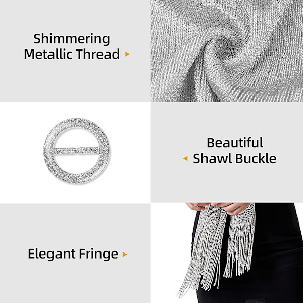 Glittrande Sjalar och Omslag för Kvinnor Silver Sjal Metallisk Scarf För Lmell Brud