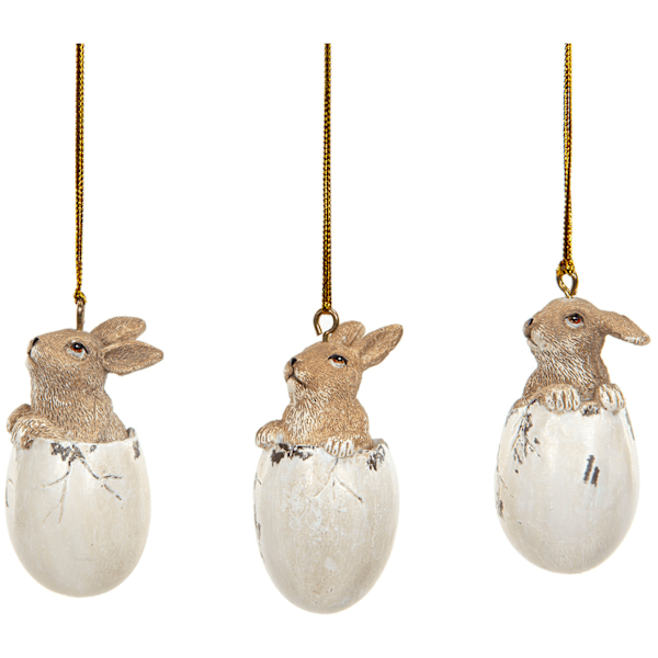 Rabbits in eggs with string 3-pack