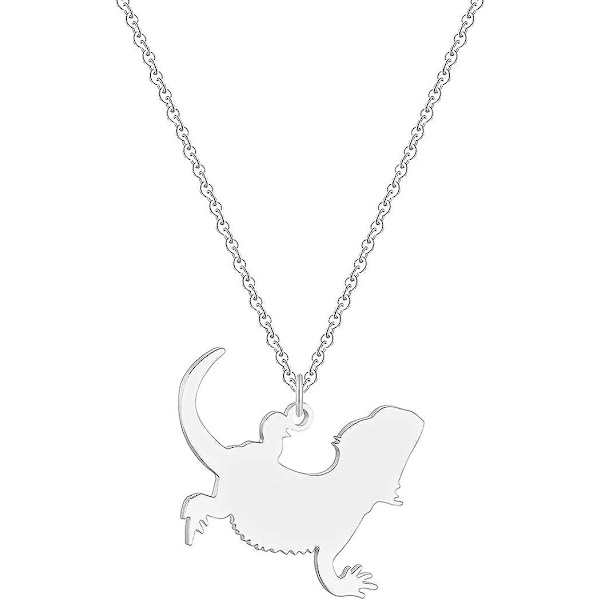Skäggagam Halsband Ödla Drak Smycken Husdjur Reptil Gåva Personlig Silver Guld Roséguld Färg Stålhalsband