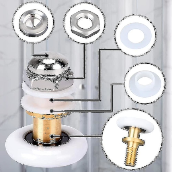 Duschdörr - Rullhjul för duschdörr Skjutrullar Dörrrullbyte Hjul 8st 23mm