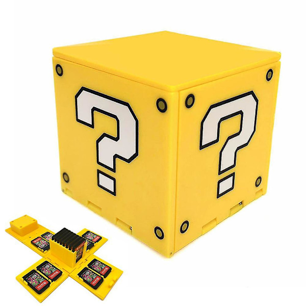 Spelförvaringslåda för Nintendo Switch Spelkort 16 Kortplatser Kubfodral Vikbart Question Block