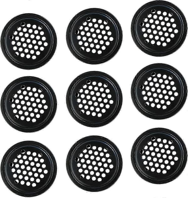 10 STK Rustfrit Stål Luftventil 25mm, Cirkulært Net, Sort Cirkulær Ventilationsrist, Ristdæksel, Luftventil Ristdæksel Ventilation af Skab, B