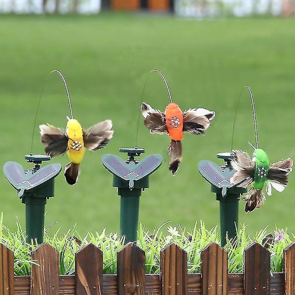 3 stk Solcelle/Batteridrevet Flygende Flaksende Sommerfugler Kolibri For Hage Hage (Tilfeldig Farge)