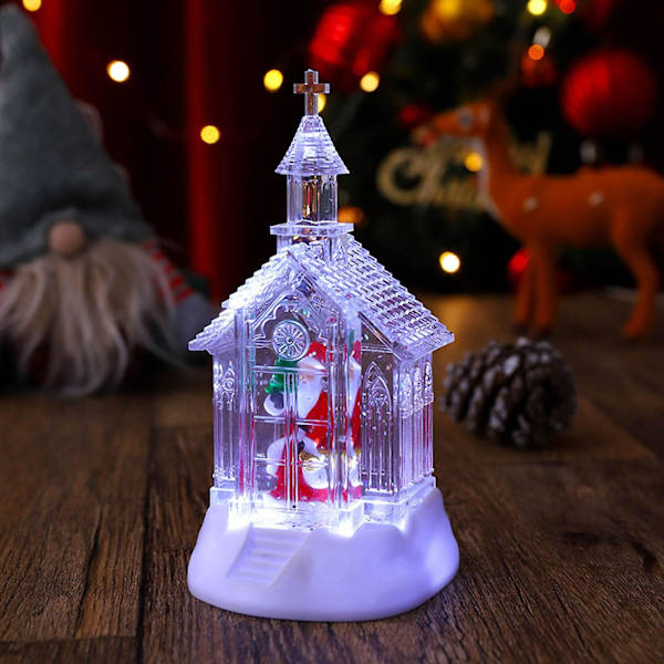 Julgransprydnader 2023 Kampanj Ny Juldekoration Jultomte Kristallkyrka Lysande Snöig Lampa Julklapp 20ml