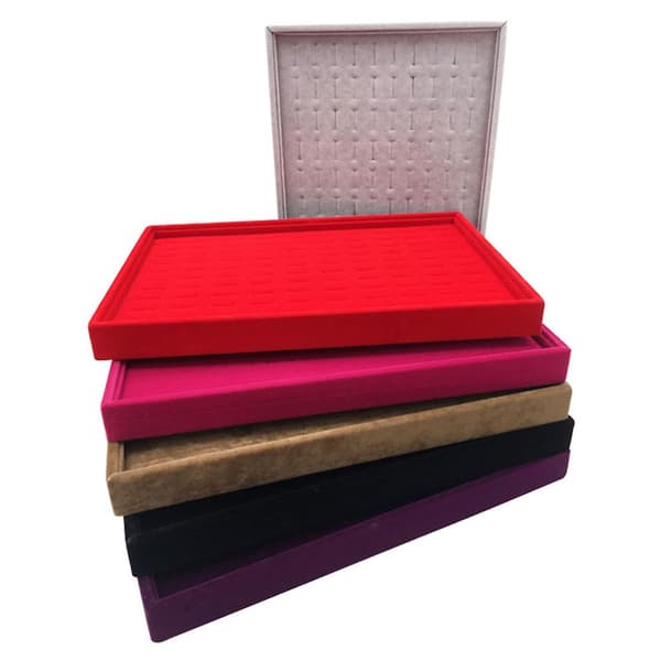 100 pladser Smykker Display Bakke Ring Opbevaring Display Box Ringe Display Bakke Rose Red