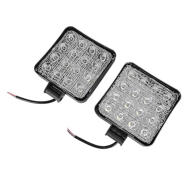 10x 48W Fyrkantiga LED Arbetslampor 6000K för Schaktmaskiner, Vältar, Terräng, 12V/24V