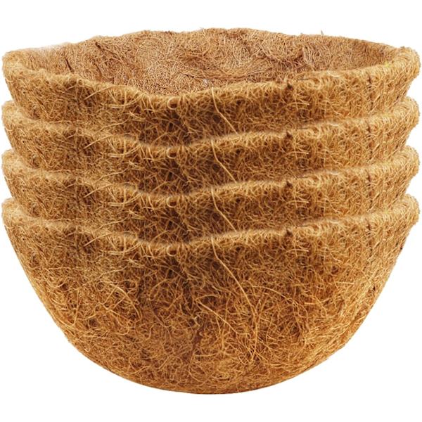 Hängande korgfoder Utomhusplanteringsfoder Runda kokosfiber förformade ersättningsfoder Fiberfoder för kruka 12 tum 4-pack