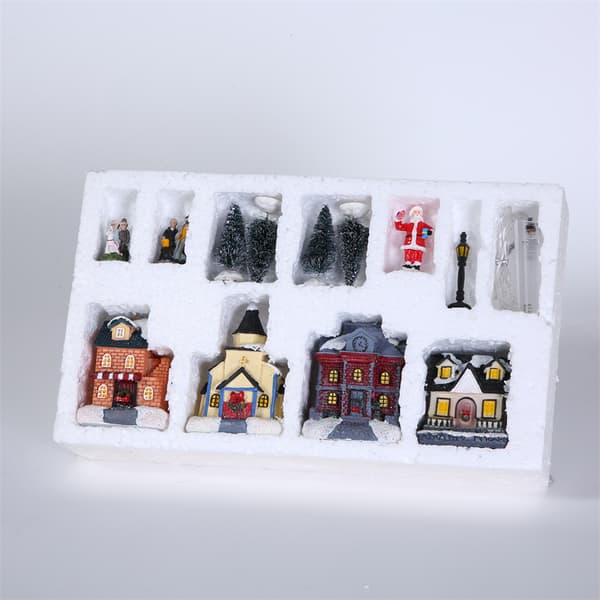 10 stk Lys Julelandsby LED Miniatyr Julegavepynt Statyetilbehør C