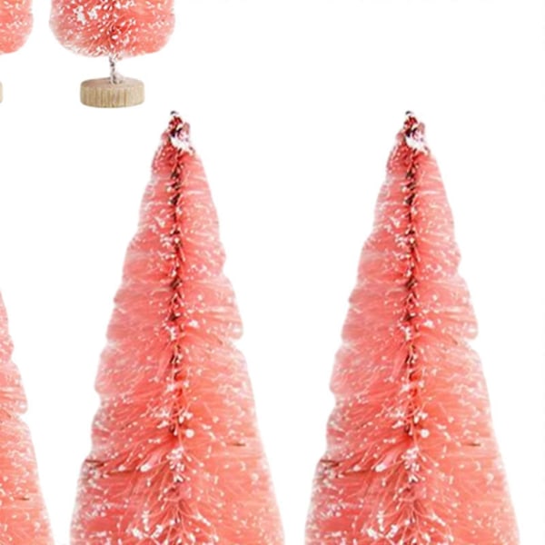8 st Skrivbordsminiatyrer Tall Mini Konstgjord Julgran för Julfest Pink