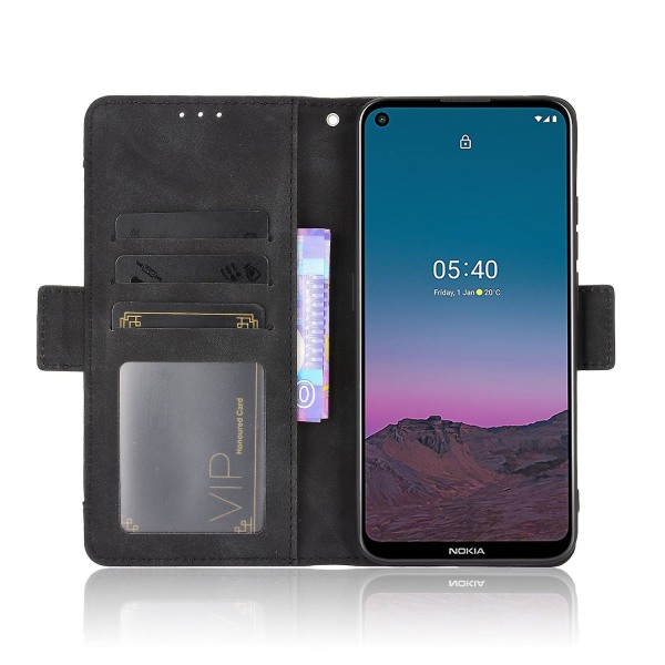 Nokia 5.4 Monipaikkainen Nahkakotelo Musta