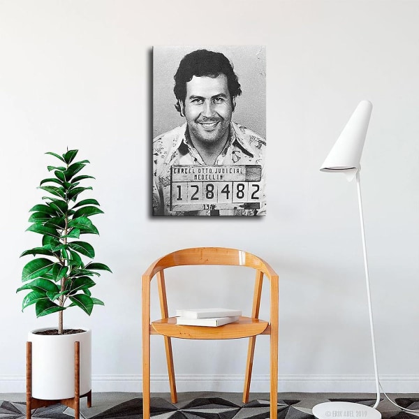 Pablo Escobar Mugshot Juliste Koristemaalaus Makuuhuone Toimisto Kylpyhuone Koristemaalaus HD-kuvatulostus kankaalle taidelahja 1624 tuumaa