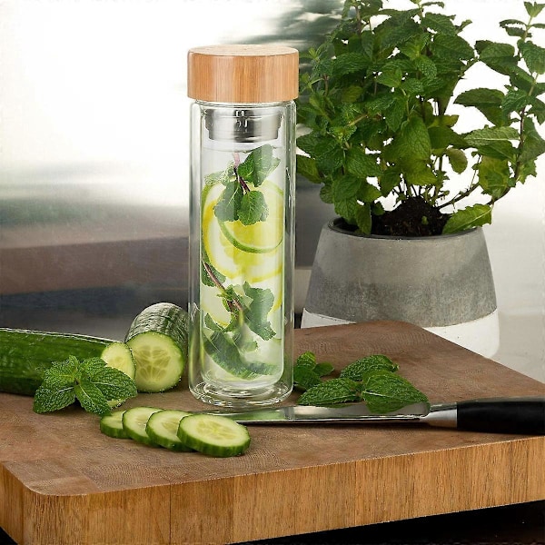 Tebøtte, Tebøtte med infuser Dobbelvegget høyt borosilikatglass med sil og infuser for løs teinfusjon Tebøtte