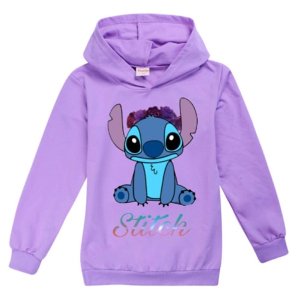 Lapset Pojat Tytöt Stitch Print Pitkähihainen Huppari Neulepuserot Casual huppari Faneille Lahja Purple 13-14 Years