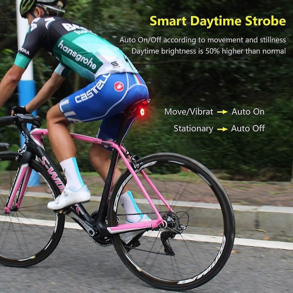 Smart sykkel baklys Ultra Bright Back Bremselys Usb Oppladbart Led Baklys Vanntett landeveissykkellys