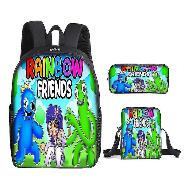 Rainbow Friends Skoletaske Rainbow Friends Tredelt Student Game Cartoon Rygsæk