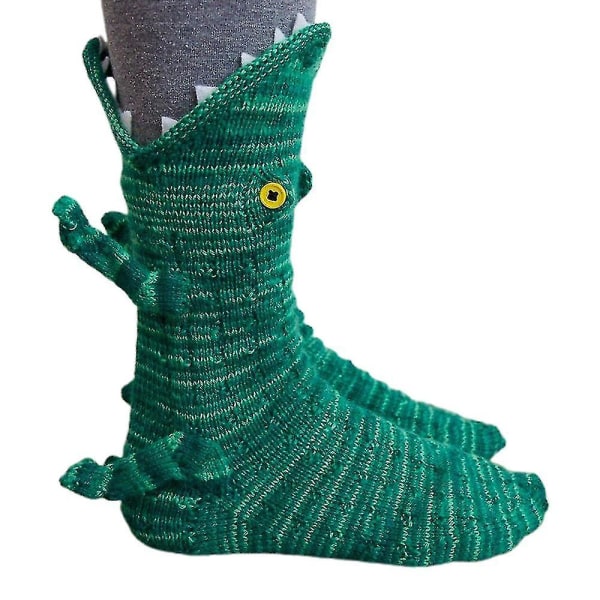 Unisex Xmas strikket dyremønster sokker Funky nyhed Mid Calf Sokker julegave Crocodile